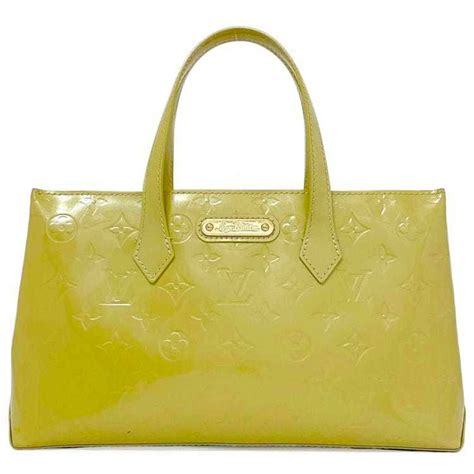 louis vuitton yellow monogram vernis wilshire pm handbag